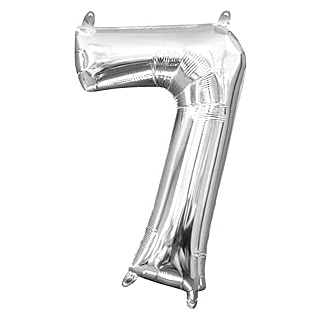 Mini Shape Folienballon Zahl "7" Silber, Größe 20 x 35 cm, Heliumballon