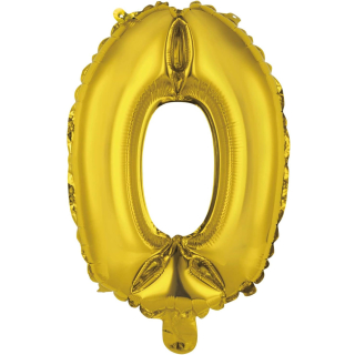 Folienballon Nummer 0  ---35 cm Gold