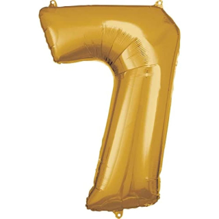 Riesen Folienballon Zahl 7, Größe 58 x 88 cm, Gold, XXL