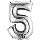Mini Shape Folienballon Zahl "5" Silber,...