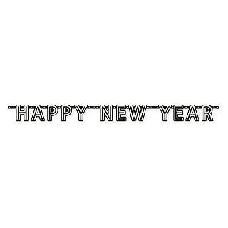 Partykette Elegant Wishes, 180 x 13,2 cm, Papiergirlande, Hängedekoration, Happy New Year, Girlande, für Silvester, New Years Eve