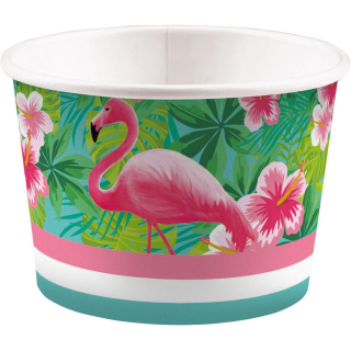 Eisbecher Flamingo Paradise, 8 Stück, 270 ml, Pappbecher, Einwegbecher