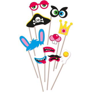 Amscan 9900922 - Fotorequisiten-Set Fun Papier / Holz 10-teilig 26 x 15,9 cm