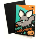 Senvianda Halloween-Einladungskarten, 8 Stück mit Umschlägen, Fledermaus-Design mit Kürbis, Happy Halloween Party-Karten
