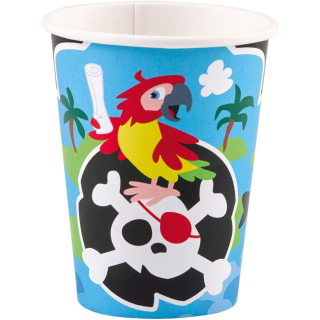 Becher Pirat, 8 Stück, Papier, 250 ml, Pappbecher, Einwegbecher