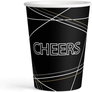 Becher Cheers 250 ml Papier schwarz 8 Stück