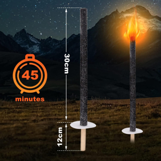 1 x Wachsfackel mit Langem Griff für Draußen Brenndauer 45 min,