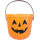 Kürbis-Eimer Halloween, Plastikeimer mit freundlichem Kürbisgesicht, zum Sammeln oder Verteilen von Süßem oder Saurem