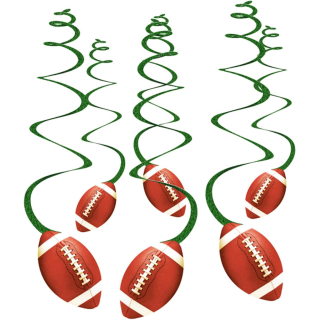 9912283 - Deko-Spiralen Touchdown, 6 Stück, Papier, Football, Dekoration, Motto-Party