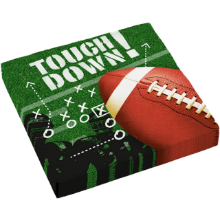 Servietten Touchdown, 16 Stück, 33 x 33 cm, Papier, Football