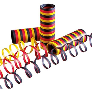 54 Luftschlangen * DEUTSCHLAND * // schwer entflammbar // 3 Rollen a 18 Schlangen Mottoparty Party Geburtstag Feier Fete 3 Rollen Deko Motto Germany BRD Schwarz rot gold gelb WM Weltmeisterschaft 2014
